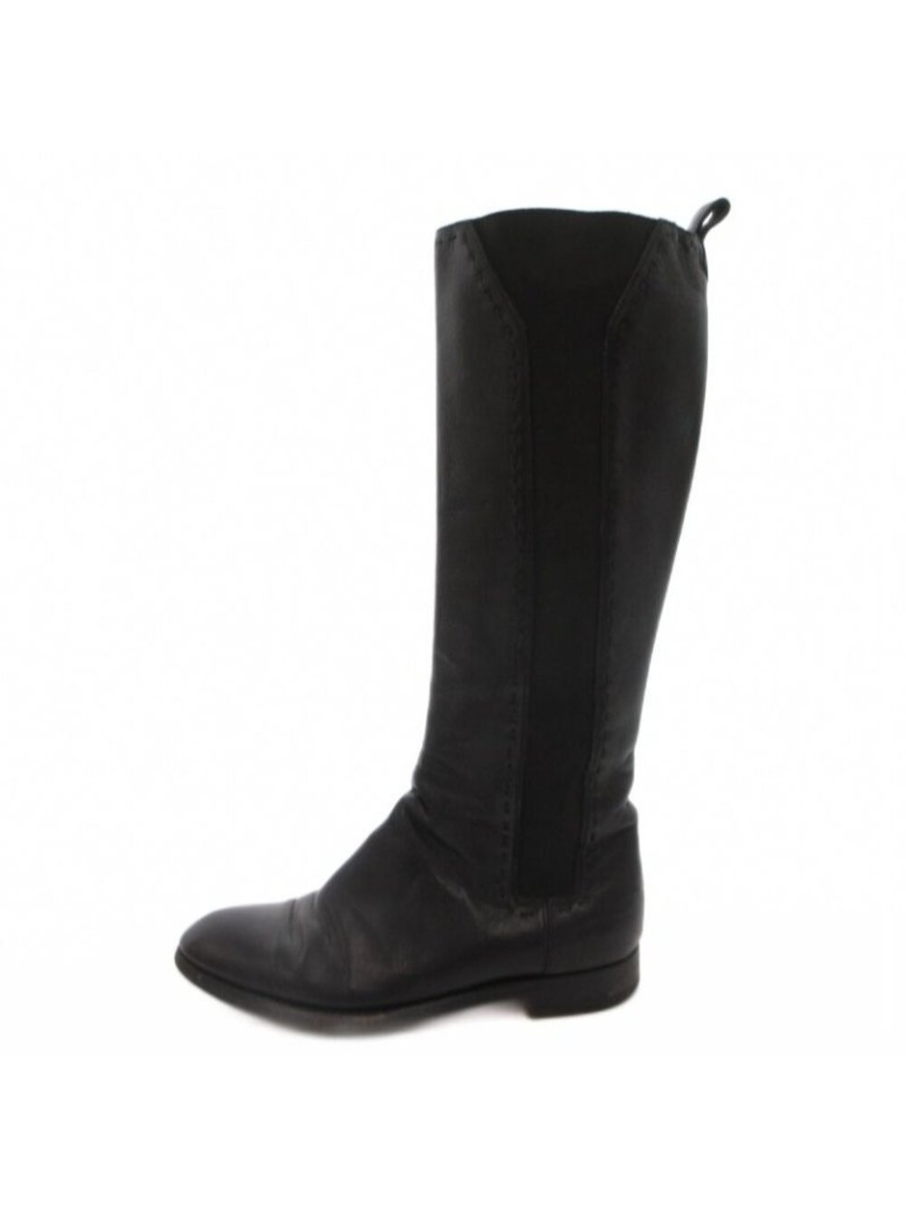 Saint Laurent Yves Side Gore Boots Long Leather 36 Black Heel - Picture 2 of 9